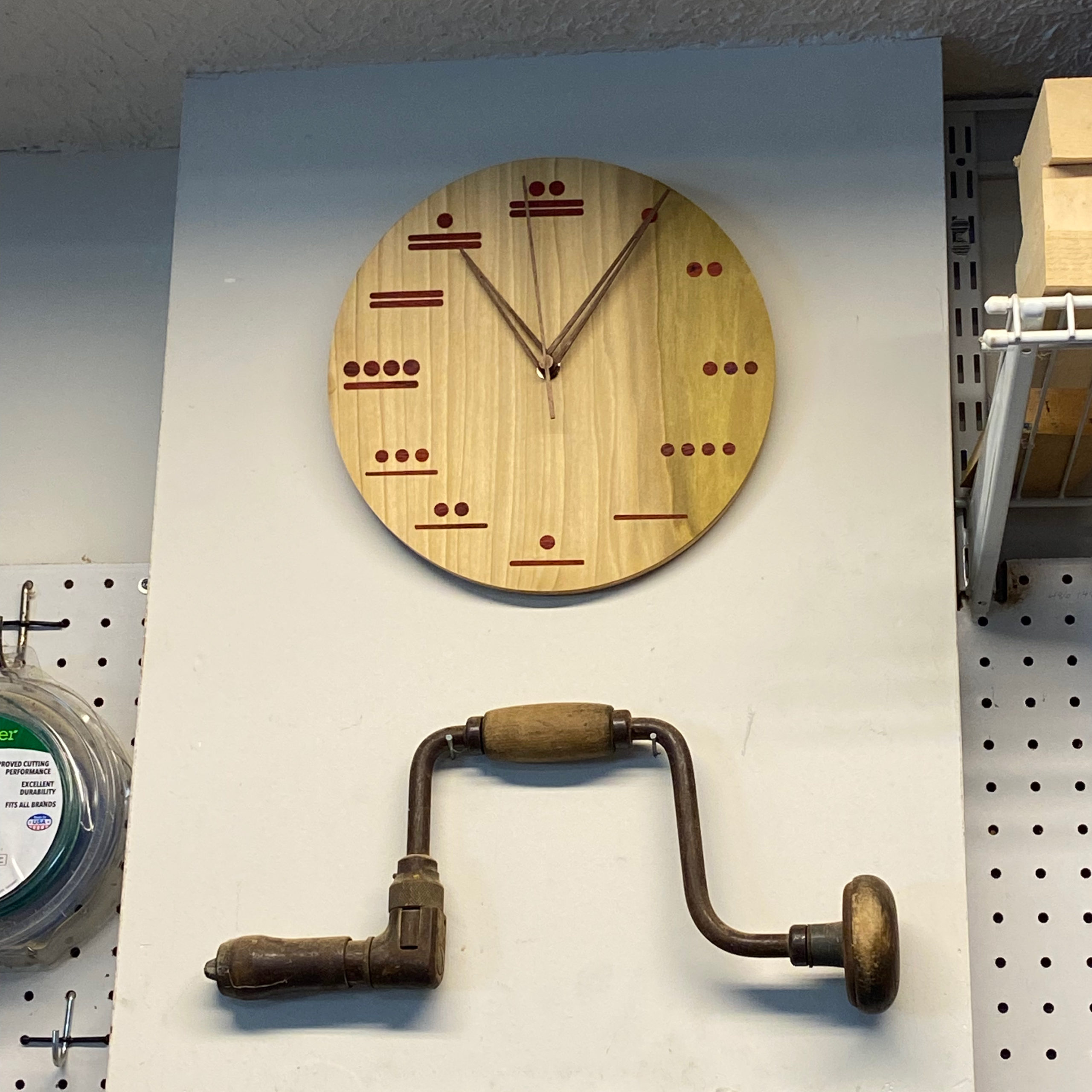 Shop clock with padauk inlay